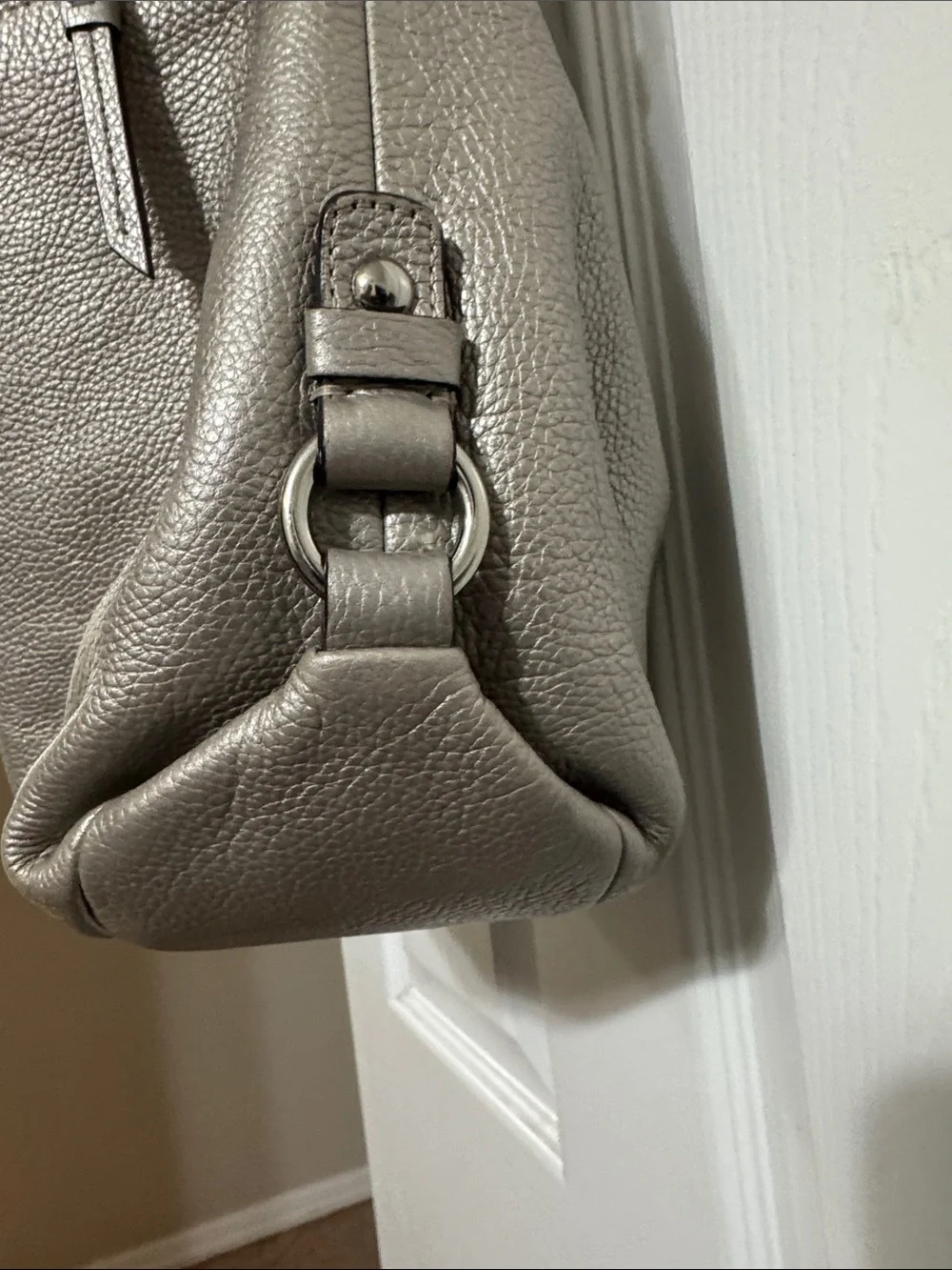 Coach Metallic Taupe Pebbled Leather Hobo